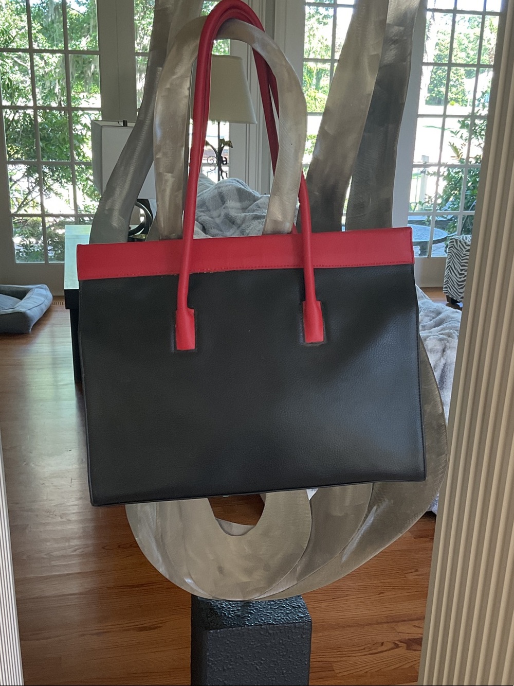 CLEO & PATEL Black Tote with Red Trim and Handles - Classic Women's Work Tote